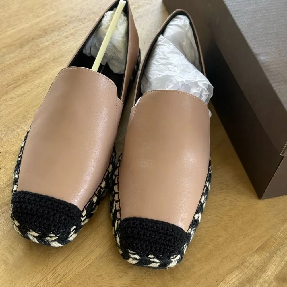 SALLY | Espadrille Skimmer Flats Sz 8 NWT black and tan